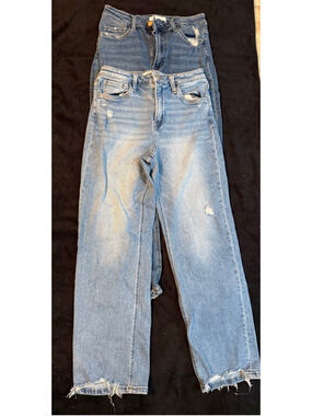 Women's Vervet Blue Distressed Wide Leg Jeans